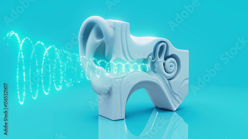 Conceptual 3D illustration of an ear anatomy