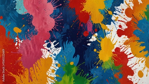 Vibrant Gouache Paint Splatter Texture with Thick Strokes, Bold Abstract Art Backdrop