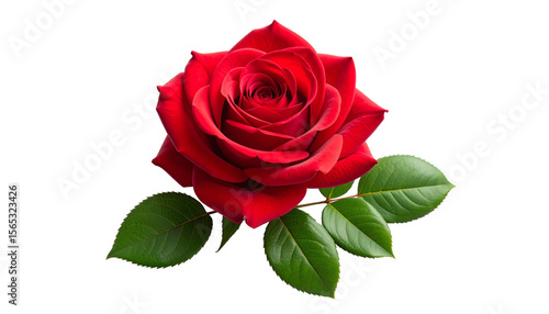 Realistic Red Rose Vector Illustration Isolated on White Background