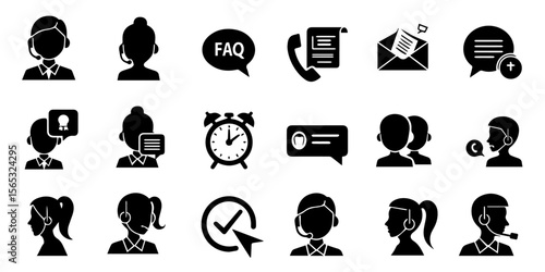 Silhouette Customer Service & Call Center Icons
