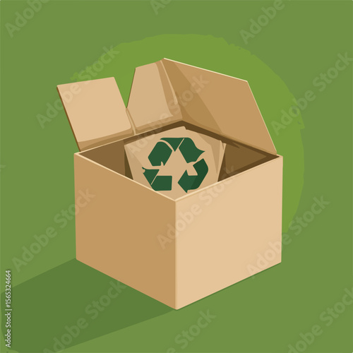 Recycle Paper Box Flat Vector Illustration for Eco-Friendly Concepts