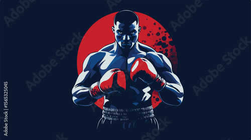 Professional Boxing Emblem Flat Vector Illustration