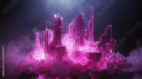 A crystalline, ruined city glows with an ethereal light.