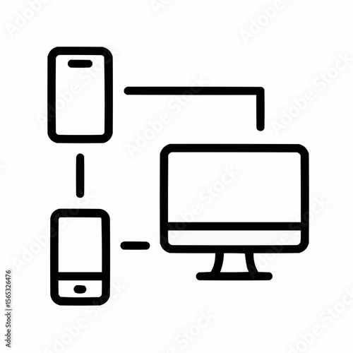 Phone, tablet, and desktop screens connected. Cross-device compatibility