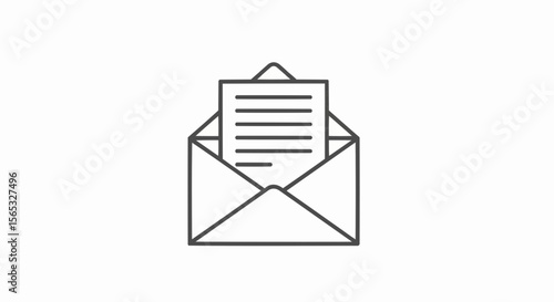 Illustration of an open envelope containing a letter with horizontal lines indicating text content