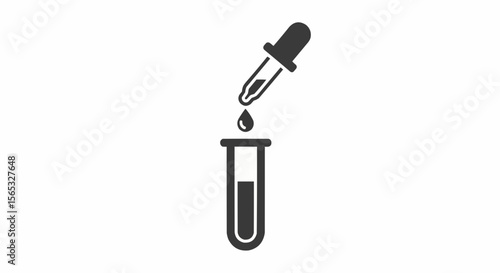 Illustration of a dropper dispensing a liquid drop into a test tube in a laboratory setting shown