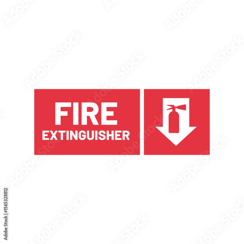 Emergency Fire Extinguisher Icon in Red for Safety Signage