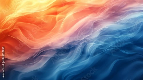 Abstract Video: Flowing Orange and Blue Waves with Subtle Motion and Light Transitions