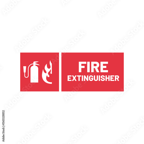 Emergency Fire Extinguisher Icon in Red for Safety Signage