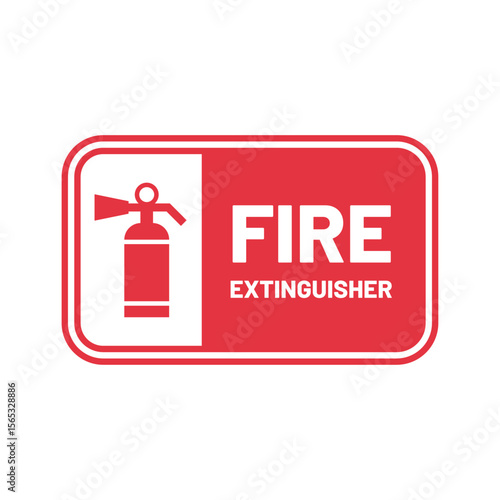 Emergency Fire Extinguisher Icon in Red for Safety Signage