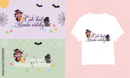 Pastel Witch Illustration Pack – T-Shirt and Card Designs for Halloween