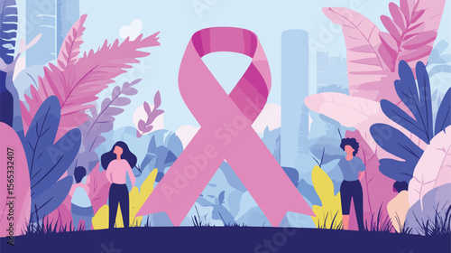 Breast Cancer Awareness Pink Ribbon Flat