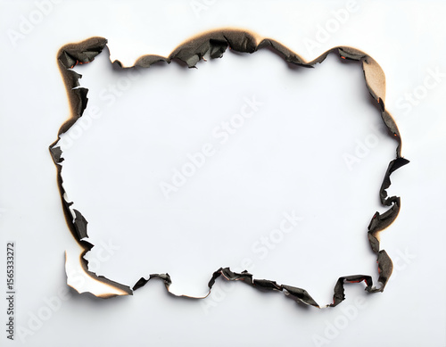 Burned Paper Frame on White Background