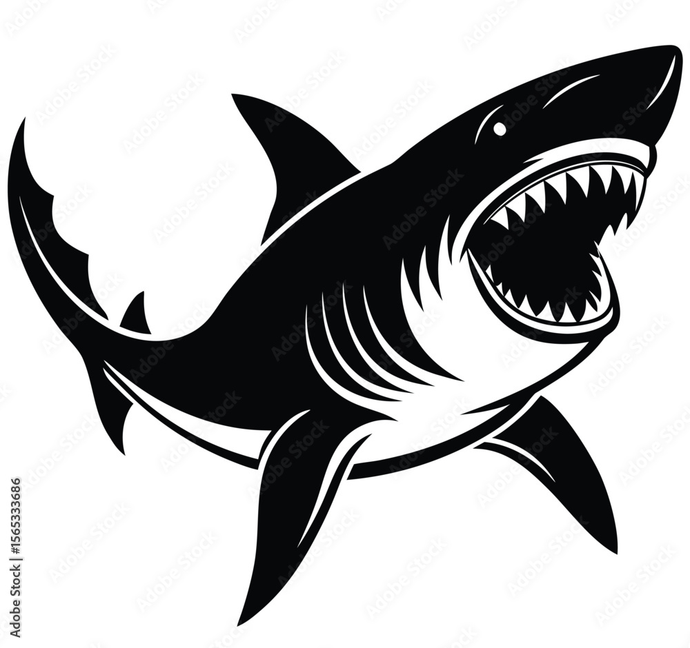 Fototapeta premium shark cartoon isolated on white