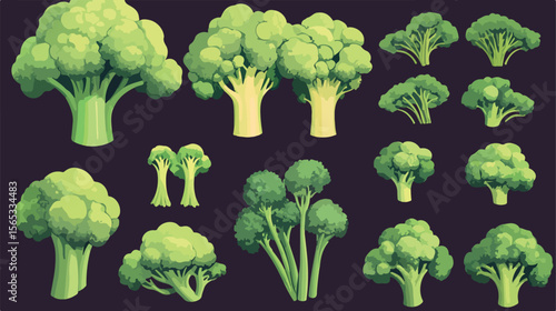 Fresh Broccoli Vegetable Flat Vector Illustration