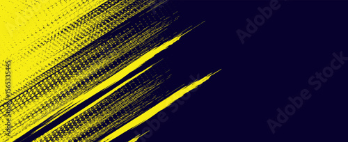 Dots halftone yellow and dark blue color pattern gradient grunge texture background. Dots pop art sport style  modern grunge