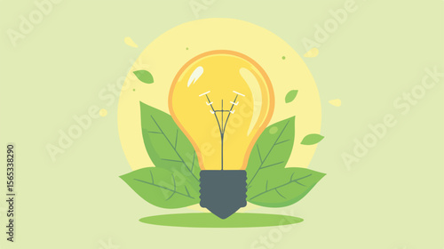 Sustainable and Renewable Energy Concept with Bulb and Leaf