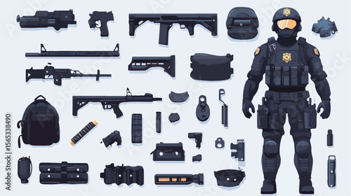Bulletproof Police Protection Illustration for Security Concept