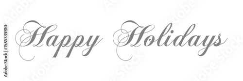 Happy holidays calligraphy phrase. Modern graphic vector greeting card. Christmas and New Year ink text illustration isolated on white. Hand lettering inscription to winter holiday design . EPS 10 .