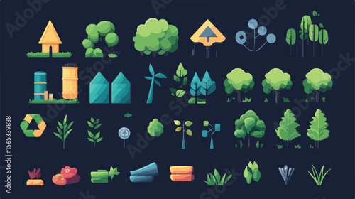 Flat Vector Environmental Icons Bundle for Various Projects