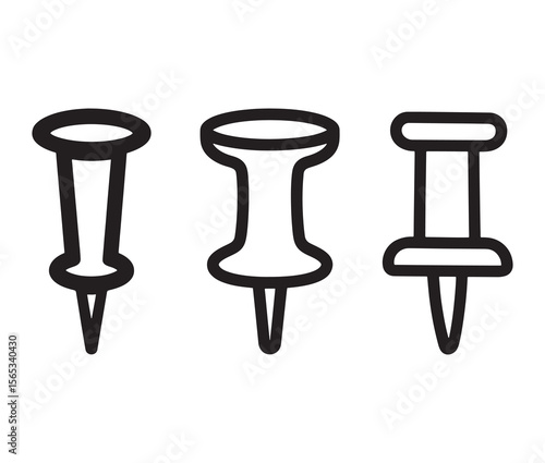 Simple outline push pin icon. 