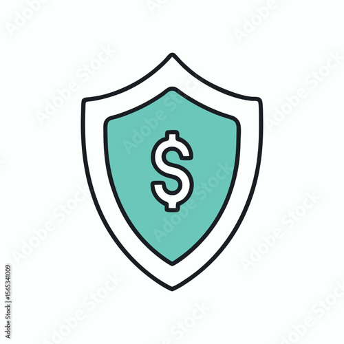 Free Download Vector art of a dollar sign is displayed on a shield isolated on white background - GFXLoad