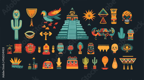 Vibrant Mexican Culture Icons Set in Flat Vector Design