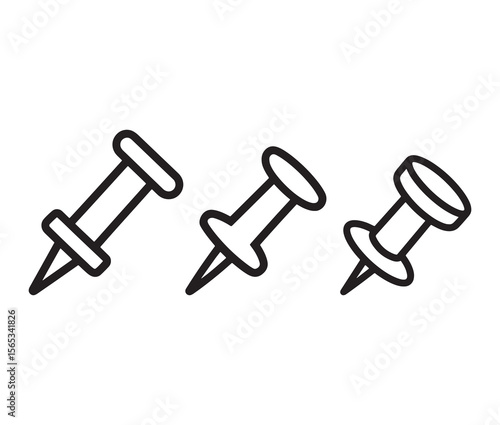Simple outline push pin icon. 