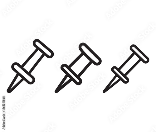 Simple outline push pin icon. 