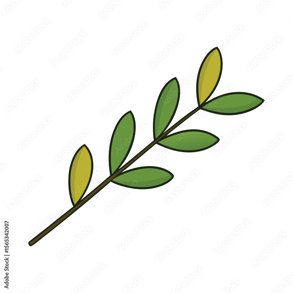 Obraz premium Vector art of green branch with leaves isolated on white background