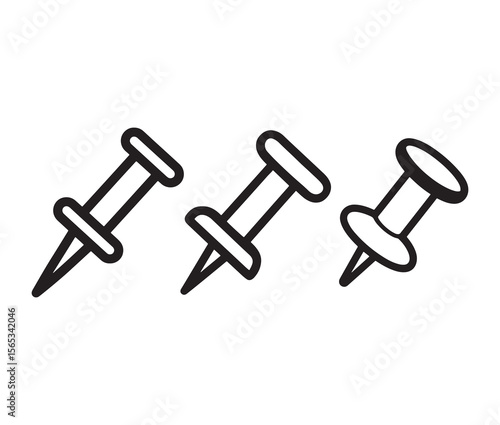 Simple outline push pin icon. 