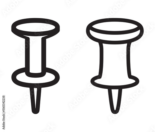 Simple outline push pin icon. 