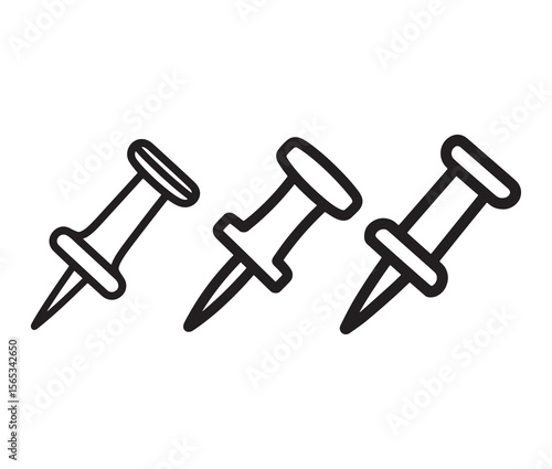 Simple outline push pin icon. 