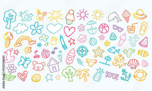 Summer Party geometric poster with simple geometry shapes and figures .