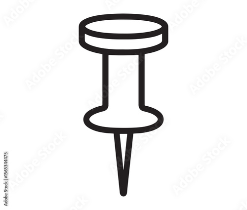 Simple outline push pin icon. 