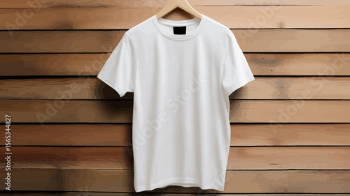 Wallpaper Mural Simple blank white shirt design hanging on a wooden background ready for a brand logo and apparel designs for fashion and retail. Torontodigital.ca
