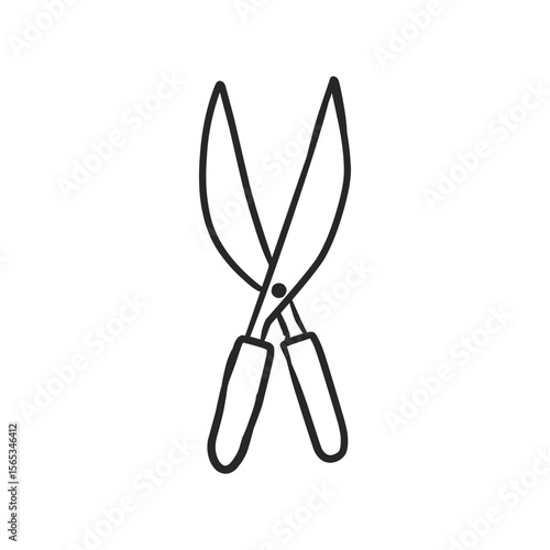Hand-Drawn Pruning Shears for Trimming and Shaping Plants