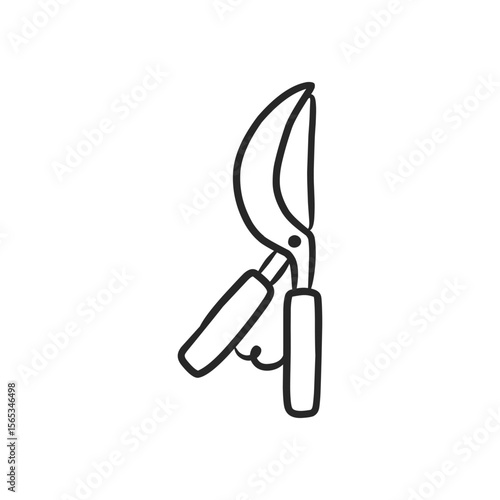 Hand-Drawn Pruning Shears for Trimming and Shaping Plants