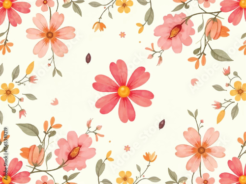 Wallpaper Mural seamless pattern with flowers Torontodigital.ca