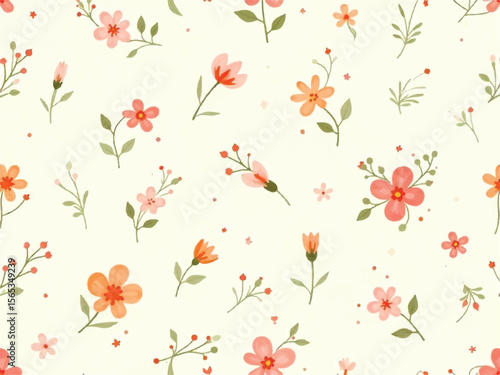 Wallpaper Mural seamless pattern with red flowers Torontodigital.ca