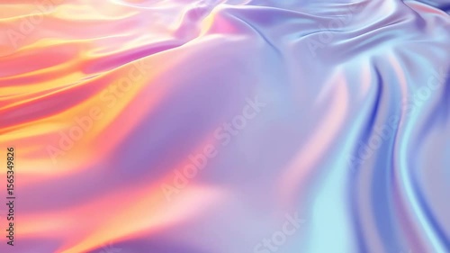 Wallpaper Mural Iridescent Fabric Waves: Abstract Motion with Shifting Orange, Pink, and Blue Hues Torontodigital.ca