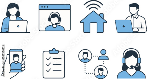 Remote work customer support home office video call checklist communication technology teamwork