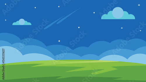 Open Sky Field Landscape Illustration for Backgrounds