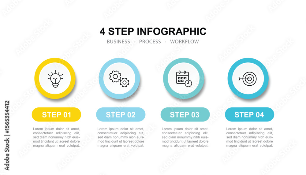 Fototapeta premium Modern business 4 step process infographic timeline.