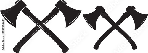 Vintage crossed axes silhouette vector illustration