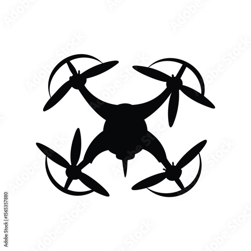 Silhouette image of a drone with four rotors and circular guards