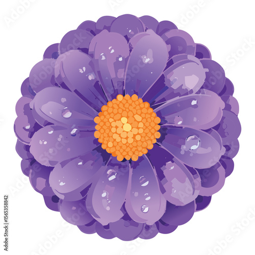 Vibrant Purple Flower Head Isolated Artwork