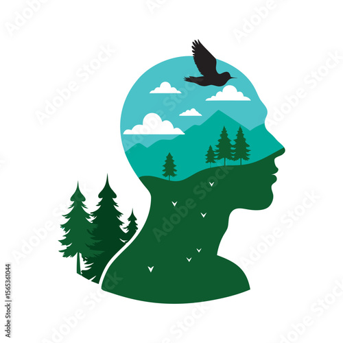 Human Silhouette With Forest Double Exposure