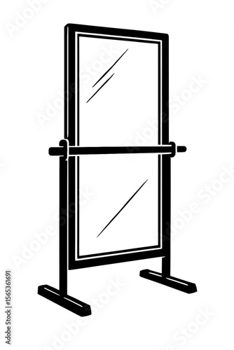 Black and White Ballet Barre with Mirror - Dance Practice Equipment Vector