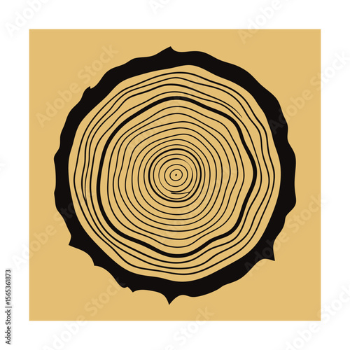 Tree Slice with Deep Growth Lines Engraved Look